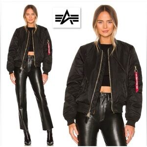 Revolve FAV | ALPHA INDUSTRIES MA-1 W reversible Bomber jacket black orange XS